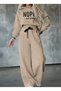 Women's Long Sleeve Nope Printed Ribbed Waist Double Suit - 2