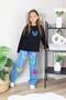 Girl's Blue Jean Floral Denim Pants Set - 4