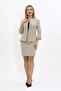 Zero Neckline Plain Short Jacket & Slit Plain Tight Skirt - Bamboo - 1015502