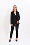 Pocket Bag Jacket & Pipe Leg Trousers Set-Black - 2