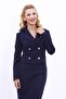 Shirt Collar Kuruvaze Short Jacket-Navy Blue - 1059100 - 2