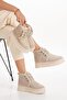 Women's Cream Suede Thick Sole Lace-Up Casual Boots - 6