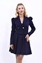 Men's Collared Drape Sleeve Short Jacket - Navy Blue - 1057100