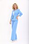 Zero Collar Plain Short Jacket & Wide Leg Pants Set-Sky Blue - 1015520