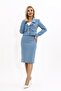 Shirt Collar Short Jacket & Plain Tight Skirt-Navy - 1055540