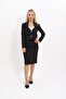 Shirt Collar Short Jacket & Plain Tight Skirt - Black - 1055540