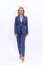 V-Neck Hooded Classic Jacket & Skinny Leg Trousers - Indigo - 1041510