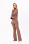 Buttoned Mini Jacket & Flared Trousers Set - Brown - 1010530 - 2