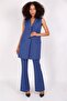 Single Button Casual Vest & Flared Trousers Set - Indigo - 1519530 - 4