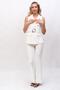 Belted Classic Vest & Spanish Flare Pants Set-White - 1521530 - 6