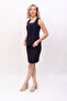 Buttoned Vest & Short Pencil Skirt Set - Navy Blue - 1511502 - 3