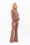 Buttoned Mini Jacket & Flared Trousers Set - Brown - 1010530 - 3