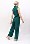 Crop Vest & Buttoned Wide Leg Trousers Set - Emerald - 1524531 - 7