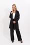 Shawl Collar Long Jacket & Wide Leg Trousers-Black - 1001520