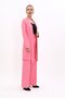 Shawl Collar Long Jacket & Wide Leg Trousers-Pink - 1001520