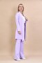 Shawl Collar Long Jacket & Spanish Flare Trousers-Violet - 1001530