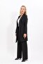 Shawl Collar Long Jacket & Wide Leg Trousers-Black - 1001520 - 5