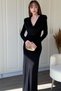 Degaje Elegant Maxi Black Dress with Padded Collar - 4