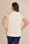Women's Plus Size Shoulder Flower Guipure Low-Cut V-Neck Raglan Short Sleeve Viscose Stretchy Blouse - 8