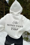 000Layora00 Women's Money Talks Club Printed Oversize Sweatshirt