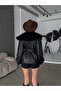 Premium Fur-Collar Tie-Detail Leather Jacket Coat - 2