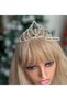 Luxury Metal Silver Crystal Tiara Motif with Stones Princess Queen Bride Birthday Crown Tiara Children - 3