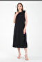Black Cotton Combed Cotton Long Sleeveless Dress with Astari Inner Lining Jupon - 4