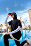Black Full Covered Hijab Swimsuit - Fingerless, High Neck M2532
