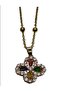 Gold Color Mix Stone Clover Model Ball Chain Steel Necklace - 2