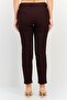Women Cigarette Fit Textured Straight Leg Pants, Maroon - 3