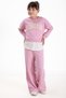 Powder Pink London Written Embroidery Girls Wide Leg Tracksuit Set 22726 - 3