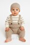 Baby Boy Striped Sweater Beret Argyle Patterned Salopet Gift Set of 3