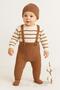 Baby Boy Striped Sweater Beret Argyle Patterned Salopet Gift Set of 3 - 6