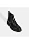 Men's Black Leather Boots with Rubber Detail - 5