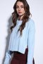Blue Slit Knitwear Women's Sweater - 4