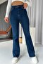 Flare Lycra High Waist Spanish Leg Jeans - Navy Blue - 4