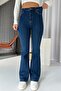 Flare Lycra High Waist Spanish Leg Jeans - Navy Blue