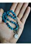 Navy Blue Color Natural Stone Agate Stone 33-Piece Prayer Beads Stylish Design - 2