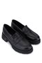 Women's Genuine Leather Black Jumbo Loafer Shoes - 2