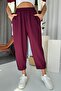 Modal Fabric Women's Trousers with Leg Fasteners - Plum