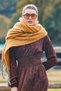 V-Neck Gipe Detailed Flounce Winter Dress - 3