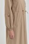 Drawstring Waist Accessory Detailed Cap Beige - 3