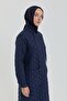 Large Size Thin Quilted Bag with Pocket Cap Navy Blue - 3