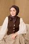 وشاح حرير سورا بلون بني رمادي سادة 90x90 - 6