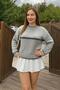 Crop Crew Neck Glitter Sweater Gray - 2
