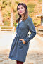 Hakim Collar Button Detailed Tie-Up Long Sleeve Dress - 3