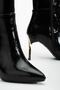 Women's Black Patent Leather Pointed Toe Thin Heeled Boots - 3