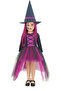 Halloween Halloween Fuchsia-Black 4-5 Years Old Witch Girl Costume with Hat