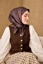 وشاح حرير سورا بلون بني رمادي سادة 90x90 - 5