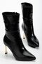 Women's Black Patent Leather Pointed Toe Thin Heeled Boots